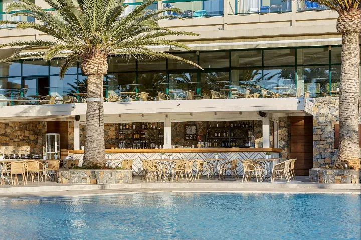 Pool Bar at Sirens Beach with outdoor seating and pool view